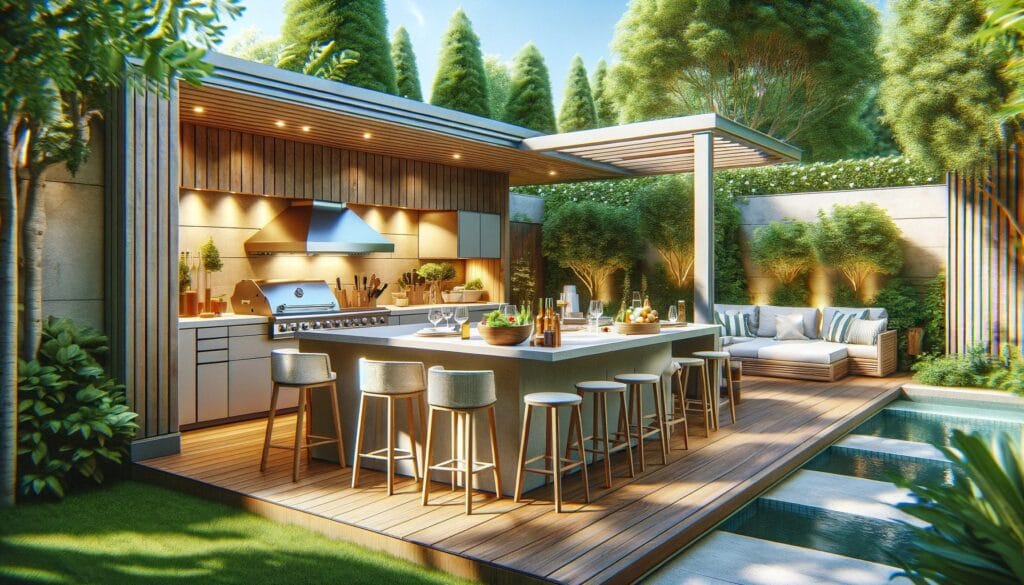 Aménagement de cuisine d'été avec bar