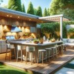 Aménagement de cuisine d'été avec bar