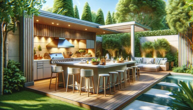 Aménagement de cuisine d'été avec bar